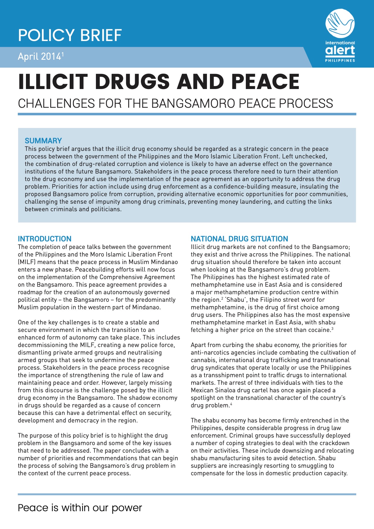 Illicit Drugs and Peace